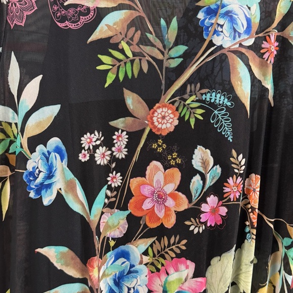 Johnny Was Black Floral Midi Dress - Picture 5 of 12